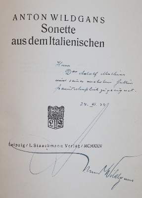 Bild Nr.1: 142-1858 Wildgans,A.: (Literatur und illustrierte Bücher 20.Jahrhundert - Alte Literatur in modernen Ausgaben)