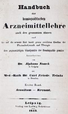 Bild Nr.1: 142-1911 Noack,A., C.F.Trinks (u. C.Müller).: (Medizin, Homöopathie)