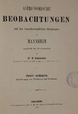 Bild Nr.1: 142-2078 Schönfeld,E.: (Verschiedene Gebiete - Varia, Astronomie)