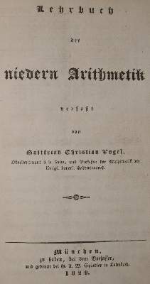 Bild Nr.1: 142-2143 Vogel,G.C.: (Verschiedene Gebiete - Varia, Mathematik)