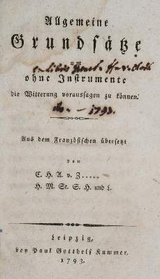 Bild Nr.1: 142-2149 (Zehmen,C.H.A.v.).: (Verschiedene Gebiete - Varia, Meteorologie)