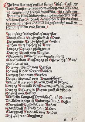 Bild Nr.1: 142-215 (Maximilian I.: (Inkunabeln, Königswahl)