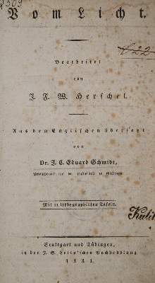 Bild Nr.1: 142-2158 Herschel,J.F.W.: (Verschiedene Gebiete - Varia, Optik)