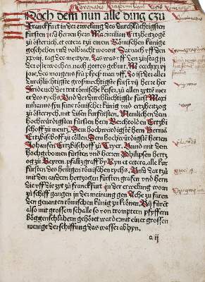 Bild Nr.1: 142-216 (Maximilian I.: (Inkunabeln, Königskrönung)