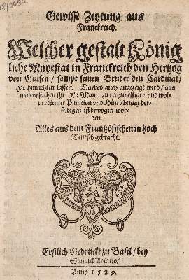 Bild Nr.1: 142-2382 Gewisse Zeytung aus Franckreich.: (Frankreich)