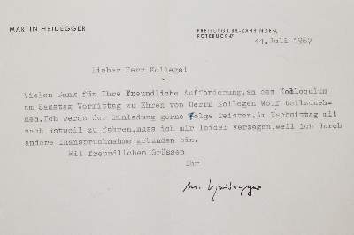 Bild Nr.1: 142-2672 Heidegger, Martin: (Autographen)