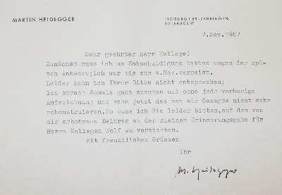 Bild Nr.2: 142-2672 Heidegger, Martin: (Autographen)