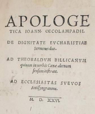 Bild Nr.1: 142-291 Oecolampadius,J.: (Alte Drucke, Handschriften und Theologie)