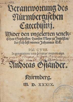 Bild Nr.1: 142-295 Osiander,A.: (Alte Drucke, Handschriften und Theologie)