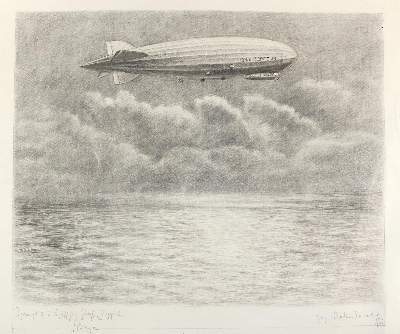 Bild Nr.1: 142-3471 Uecker-Fensloff, Arthur: (Künstlergraphik, Aeronautik, Zeppelin)