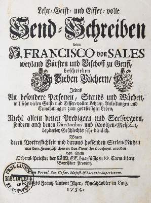 Bild Nr.1: 142-351 Sales,F.v.: (Alte Drucke, Handschriften und Theologie)
