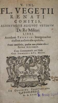 Bild Nr.1: 142-417 Vegetius Renatus,F.: (Alte Drucke, Handschriften und Theologie)