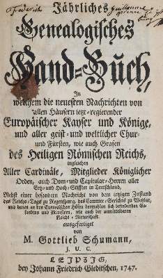 Bild Nr.1: 142-450 Jährliches Genealogisches Hand-Buch,: (Genealogie und Heraldik)
