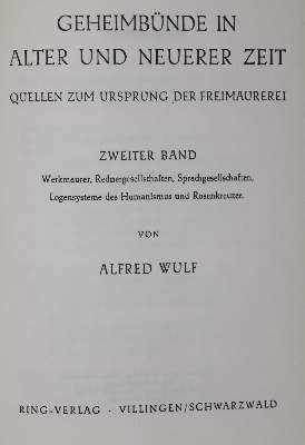 Bild Nr.1: 142-486 Wulf,A.: (Freimaurerei)
