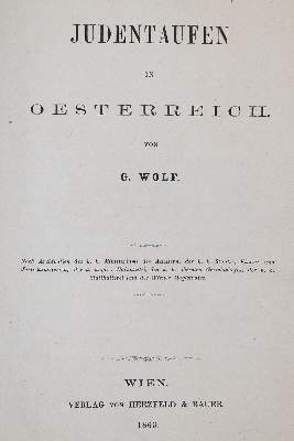 Bild Nr.1: 142-509 Wolf,G.: (Judaica)