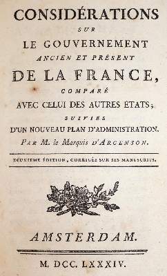 Bild Nr.1: 142-570 Argenson,R.L. de Voyer d'.: (Jus der Bibliothek v. Prof. Thomas Würtenberger, Frankreich)