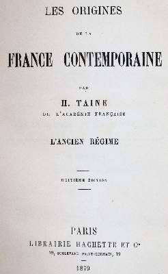 Bild Nr.1: 142-582 Taine,H.: (Jus der Bibliothek v. Prof. Thomas Würtenberger, Frankreich)