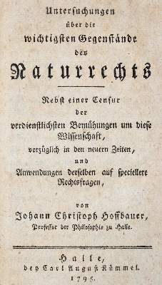 Bild Nr.1: 142-597 Hoffbauer,J.C.: (Jus der Bibliothek v. Prof. Thomas Würtenberger)