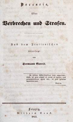 Bild Nr.1: 142-607 Beccaria,C.: (Jus der Bibliothek v. Prof. Thomas Würtenberger, Juridica und Kriminologie)