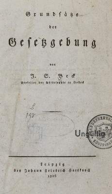 Bild Nr.1: 142-608 Beck,J.S.: (Jus der Bibliothek v. Prof. Thomas Würtenberger, Juridica und Kriminologie)