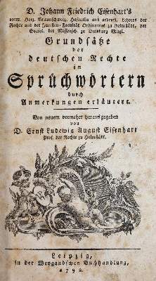 Bild Nr.1: 142-625 Eisenhart,J.F.: (Jus der Bibliothek v. Prof. Thomas Würtenberger, Juridica und Kriminologie)