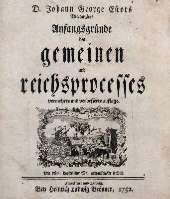 Bild Nr.1: 142-628 Estor,J.G.: (Jus der Bibliothek v. Prof. Thomas Würtenberger, Juridica und Kriminologie)