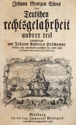 Bild Nr.1: 142-630 Estor,J.G.: (Jus der Bibliothek v. Prof. Thomas Würtenberger, Juridica und Kriminologie)