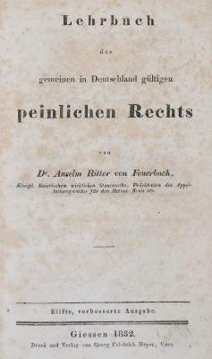 Bild Nr.1: 142-632 Feuerbach,P.J.A.v.: (Jus der Bibliothek v. Prof. Thomas Würtenberger, Juridica und Kriminologie)