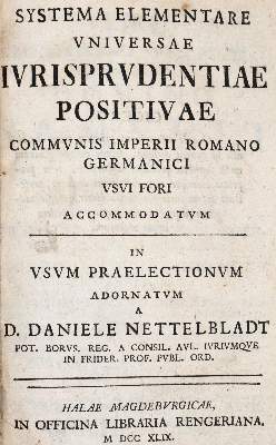 Bild Nr.1: 142-653 Nettelbladt,D.: (Jus der Bibliothek v. Prof. Thomas Würtenberger, Juridica und Kriminologie)
