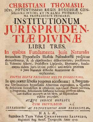 Bild Nr.1: 142-663 Thomasius,C.: (Jus der Bibliothek v. Prof. Thomas Würtenberger, Juridica und Kriminologie)