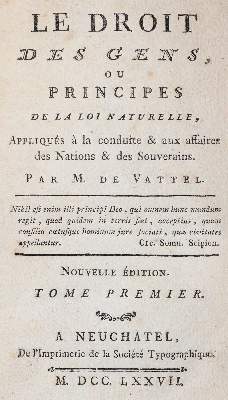 Bild Nr.1: 142-665 Vattel,E.de.: (Jus der Bibliothek v. Prof. Thomas Würtenberger, Juridica und Kriminologie)