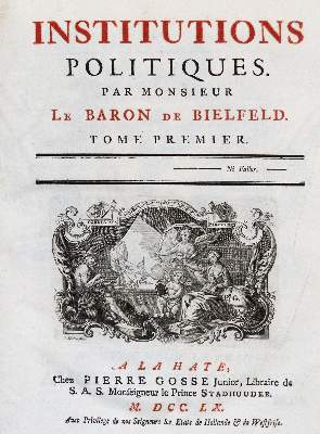 Bild Nr.1: 142-700 Bielfeld,(J.F.)v.: (Jus der Bibliothek v. Prof. Thomas Würtenberger, Politik und Staatswissenschaften)