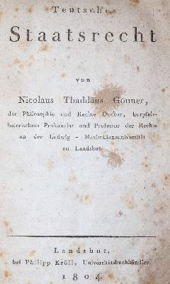 Bild Nr.1: 142-705 Gönner,N.T.: (Jus der Bibliothek v. Prof. Thomas Würtenberger, Politik und Staatswissenschaften)