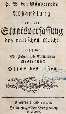 Bild Nr.1: 142-706 Günderrode,H.W.v.: (Jus der Bibliothek v. Prof. Thomas Würtenberger, Politik und Staatswissenschaften)