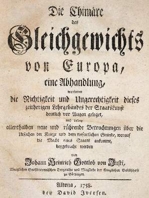 Bild Nr.1: 142-709 Justi,J.H.G.v.: (Jus der Bibliothek v. Prof. Thomas Würtenberger, Politik und Staatswissenschaften)