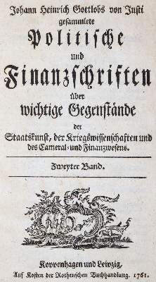 Bild Nr.1: 142-710 Justi,J.H.G.v.: (Jus der Bibliothek v. Prof. Thomas Würtenberger, Politik und Staatswissenschaften)