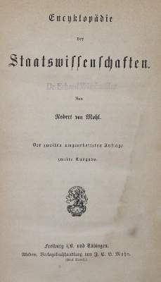 Bild Nr.1: 142-715 Mohl,R.v.: (Jus der Bibliothek v. Prof. Thomas Würtenberger, Politik und Staatswissenschaften)