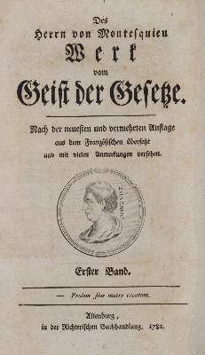 Bild Nr.1: 142-716 Montesquieu,C.L. de Secondat d.: (Jus der Bibliothek v. Prof. Thomas Würtenberger, Politik und Staatswissenschaften)