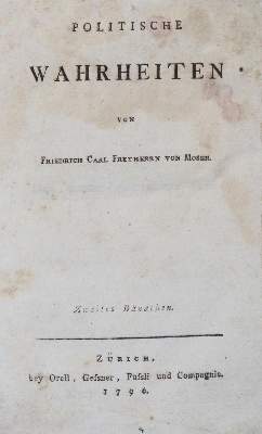 Bild Nr.1: 142-717 Moser,F.C.v.: (Jus der Bibliothek v. Prof. Thomas Würtenberger, Politik und Staatswissenschaften)