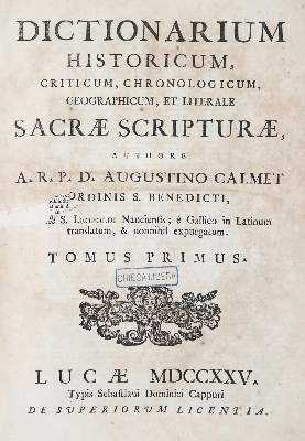 Bild Nr.1: 142-72 Calmet,A.: (Alte Drucke, Handschriften und Theologie)