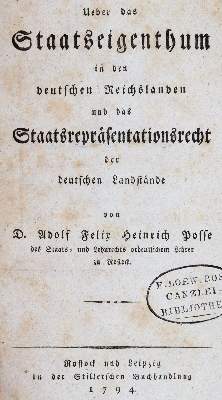 Bild Nr.1: 142-722 Posse,A.F.H.: (Jus der Bibliothek v. Prof. Thomas Würtenberger, Politik und Staatswissenschaften)