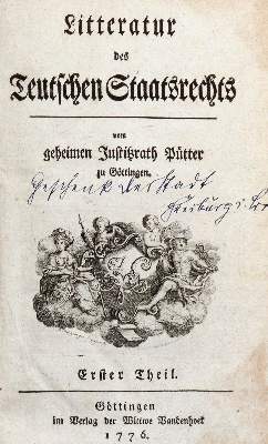Bild Nr.1: 142-725 Pütter,J.S.: (Jus der Bibliothek v. Prof. Thomas Würtenberger, Politik und Staatswissenschaften)
