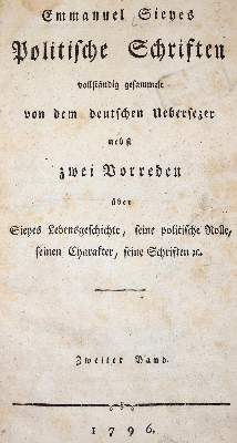 Bild Nr.1: 142-735 Sieyes,E.J.: (Jus der Bibliothek v. Prof. Thomas Würtenberger, Politik und Staatswissenschaften)
