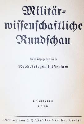 Bild Nr.1: 142-804 Militärwissenschaftliche Rundschau.: (Militaria)