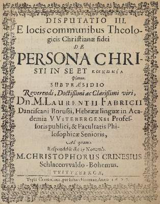 Bild Nr.1: 142-92 Crinesius,C.: (Alte Drucke, Handschriften und Theologie)