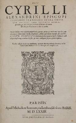 Bild Nr.1: 142-93 Cyrillus Alexandrinus.: (Alte Drucke, Handschriften und Theologie)