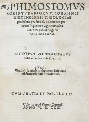 Bild Nr.1: 142-99 Dietenberger,J.: (Alte Drucke, Handschriften und Theologie)