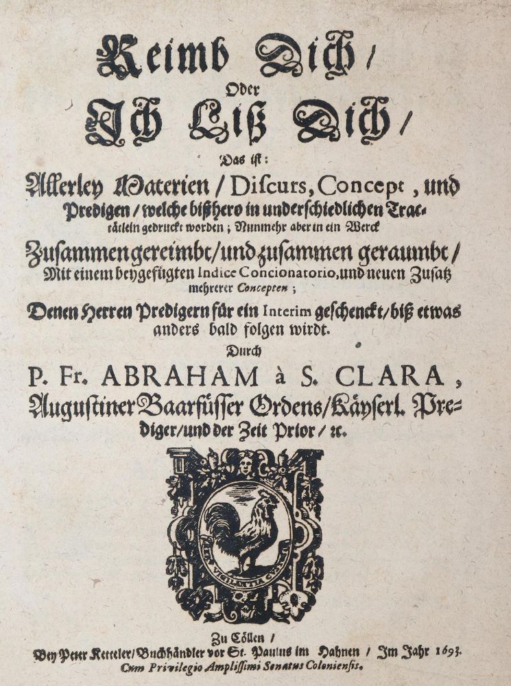 Große Abbildung Nr.1: 143-1 Abraham a S. Clara (d.i. U.Megerle).: (Alte Drucke, Handschriften und Theologie)