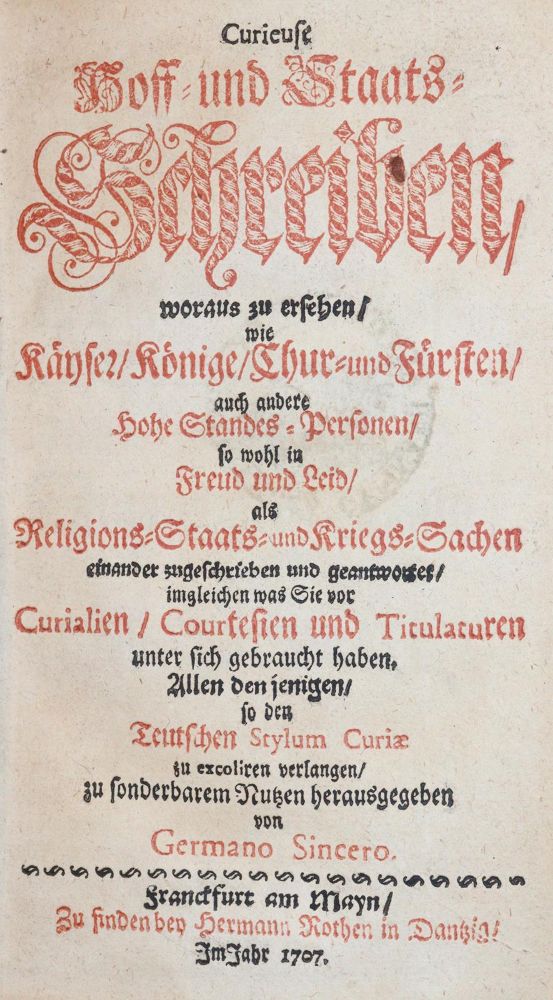 Große Abbildung Nr.1: 143-1115 Sincerus,G. (d.i. J.C.Lünig).: (Briefsteller)