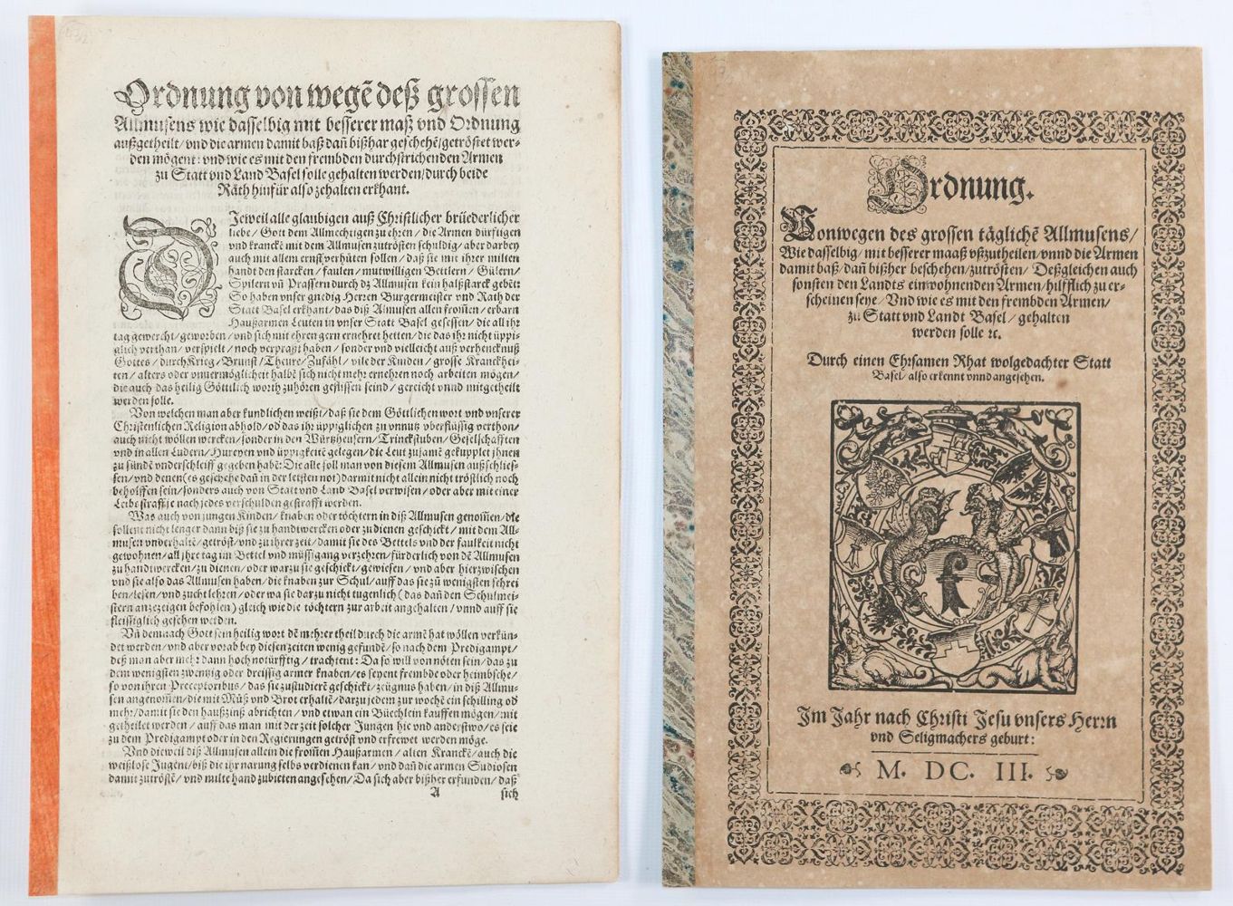 Große Abbildung Nr.1: 143-112 Almosen-Verordnung.: (Einblattdrucke u. Flugschriften, Schweiz)
